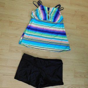 Green Multi Color Tankini - New - L & XL